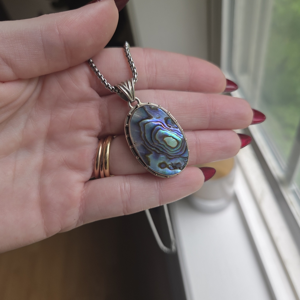 Silver Abalone Pendant Necklace